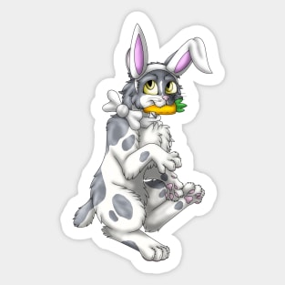 Bobtail BunnyCat: Grey Bicolor (White) Sticker